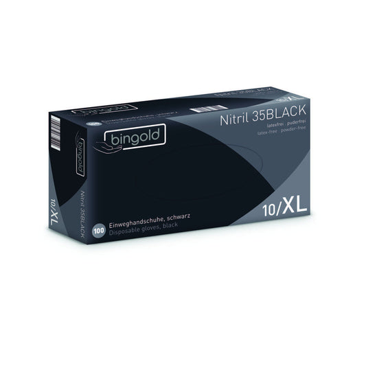 BINGOLD Einweghandschuhe Nitril 35BLACK XL Nitril schwarz 100 St./Pack.