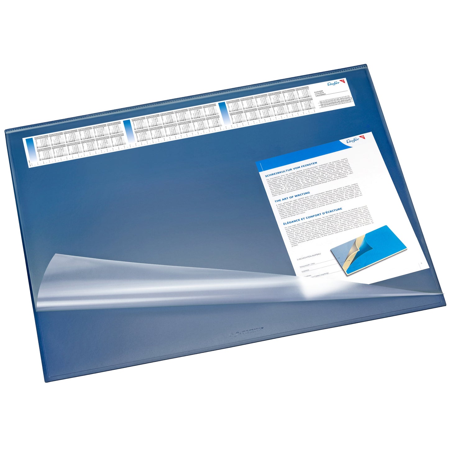 Läufer Schreibunterlage Synthos VSP 65 x 52 cm (B x H) mit Kalender 3 Jahre Kunststoff blau