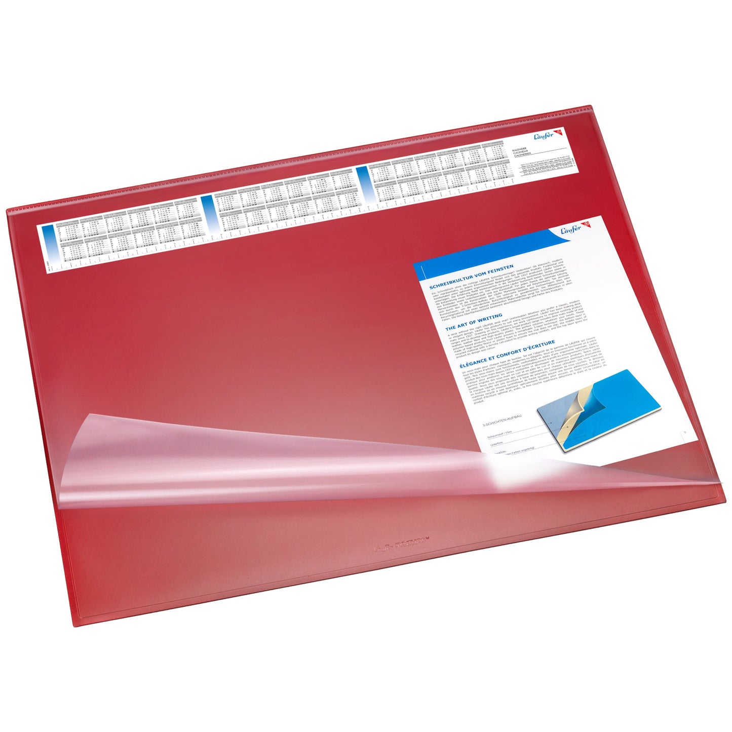 Läufer Schreibunterlage Synthos VSP 65 x 52 cm (B x H) mit Kalender 3 Jahre Kunststoff rot