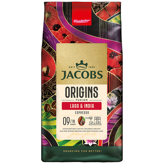 JACOBS Kaffee Origins Laos & India Espresso ganze Bohne 1.000 g/Pack.