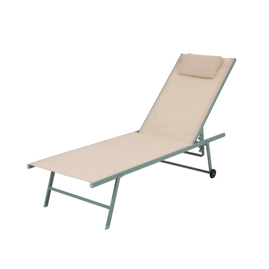 BEST Gartenliege Travis 55 x 32 x 185 cm (B x H x T) 7,2kg grün/beige 2 St./Pack.