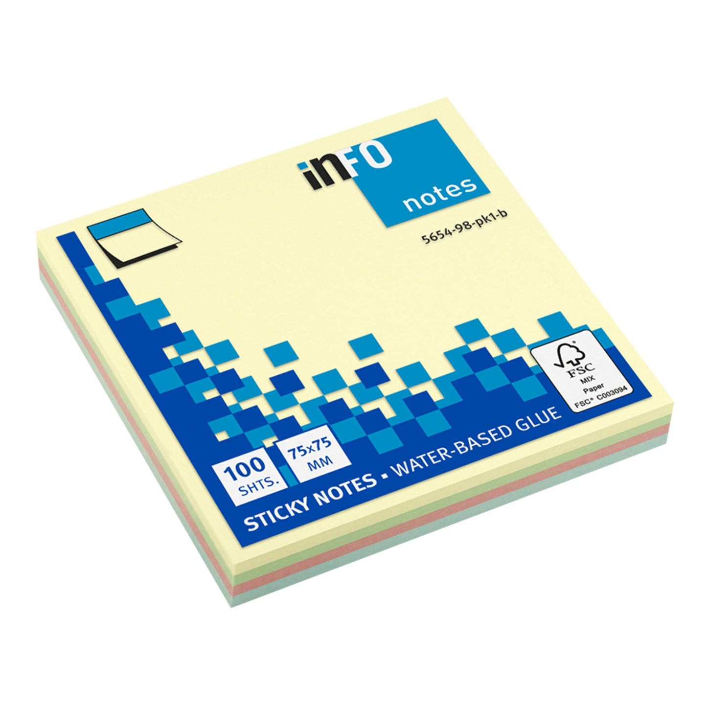 Info Haftnotiz 75 x 75 mm (B x H) je 25 x gelb, grün, rosa, blau 100 Bl.