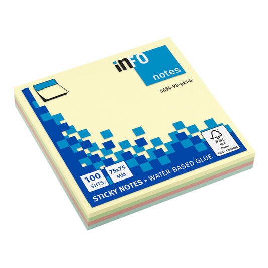 Info Haftnotiz 75 x 75 mm (B x H) je 25 x gelb, grün, rosa, blau 100 Bl.