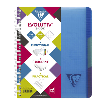 Clairefontaine Collegeblock Evolutiv'Book DIN A5+ kariert 90g/m² farbig sortiert (freie Farbauswahl nicht möglich) 90 Bl.