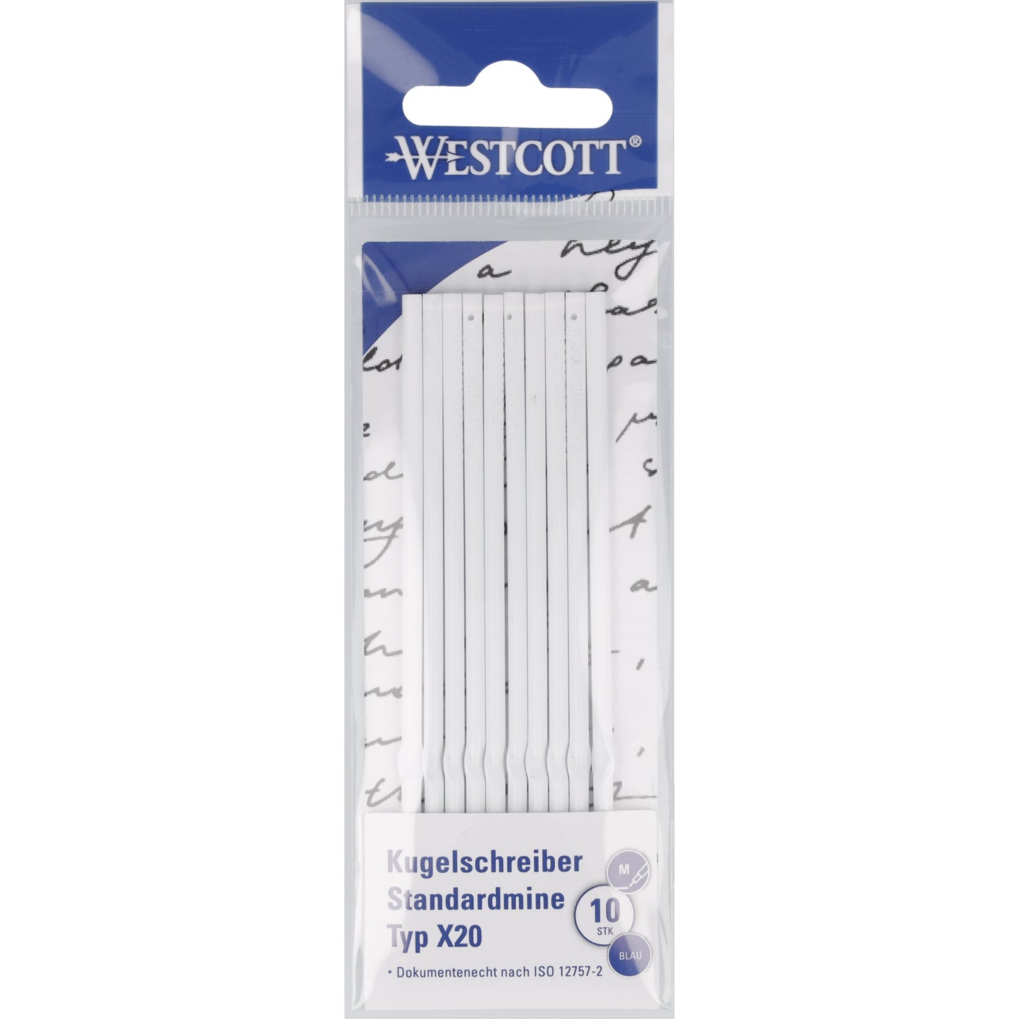 Westcott Kugelschreibermine 0,5mm blau X20 dokumentenecht 10 St./Pack.