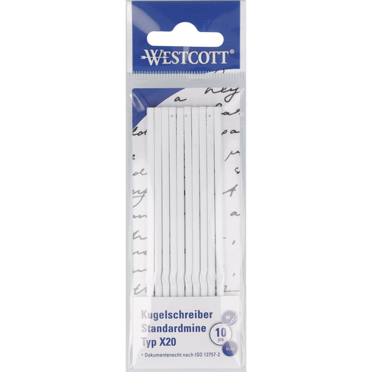 Westcott Kugelschreibermine 0,5mm blau X20 dokumentenecht 10 St./Pack.