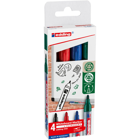 edding Whiteboardmarker 250 1,5-3mm farbig sortiert 4 St./Pack.