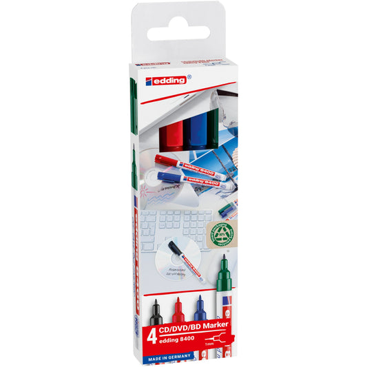 edding Disc Marker 8400 0,5-1mm farbig sortiert Rundspitze 4 St./Pack.