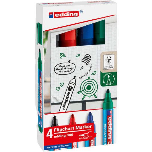 edding Flipchartmarker 380 1,5-3mm farbig sortiert 4 St./Pack.