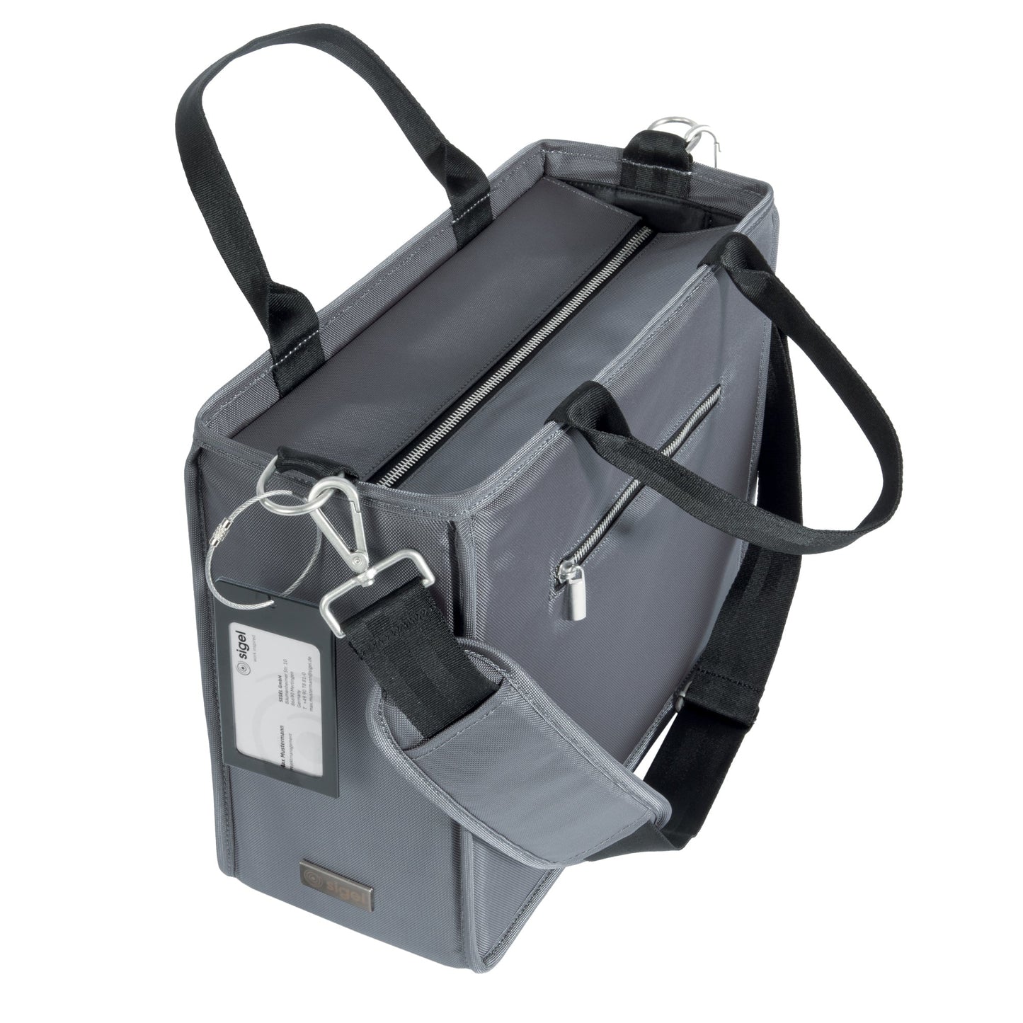 SIGEL Aufbewahrungstasche Desk Sharing Premium Laptop, Büroutensilien 36 x 28 x 15 cm (B x H x T) Reißverschluss PET, 100 % recycelt dunkelgrau