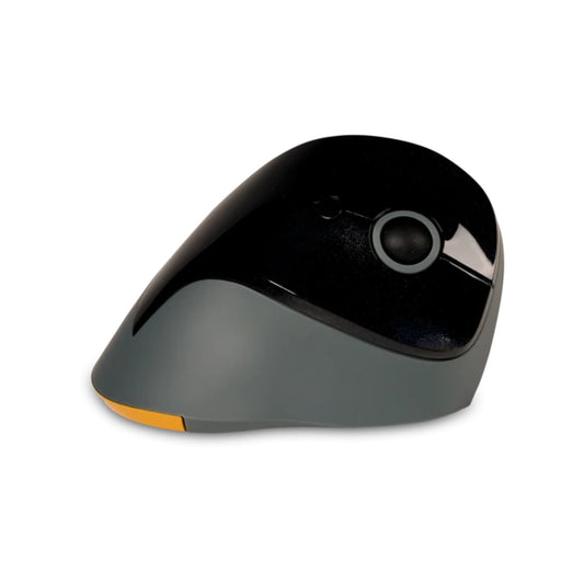 BakkerElkhuizen Optische PC Maus PRF Rechtshänder ergonomisch USB-A 20m Batterie inkl. Dongle, USB-A/USB-C-Adapter schwarz/dunkelgrau/gelb