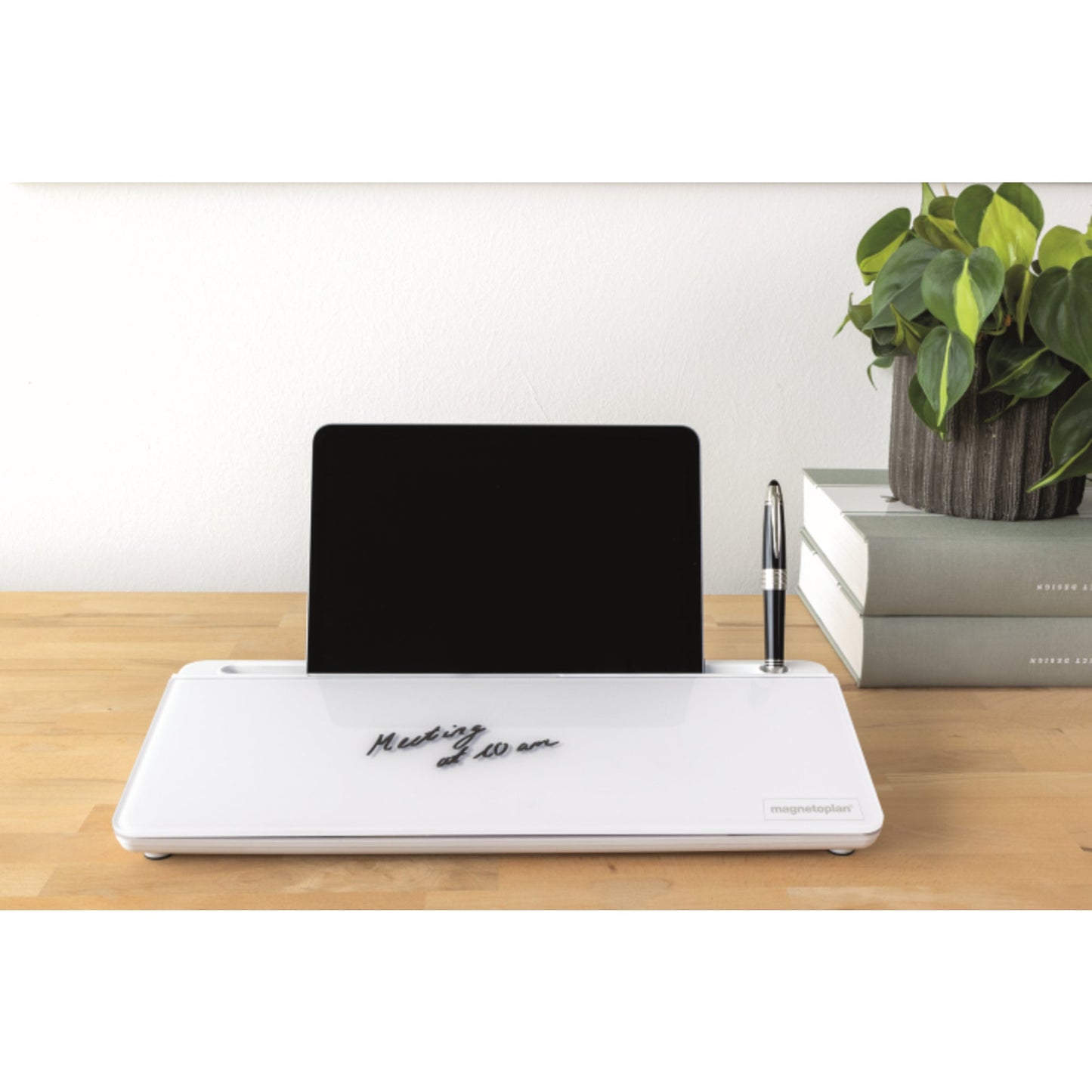 magnetoplan® Memoboard Desk-Organizer 42 x 5,6 x 18 cm (B x H x T) inkl. schwarzer Boardmarker mit Löschfunktion ABS Kunststoff/Glas weiß