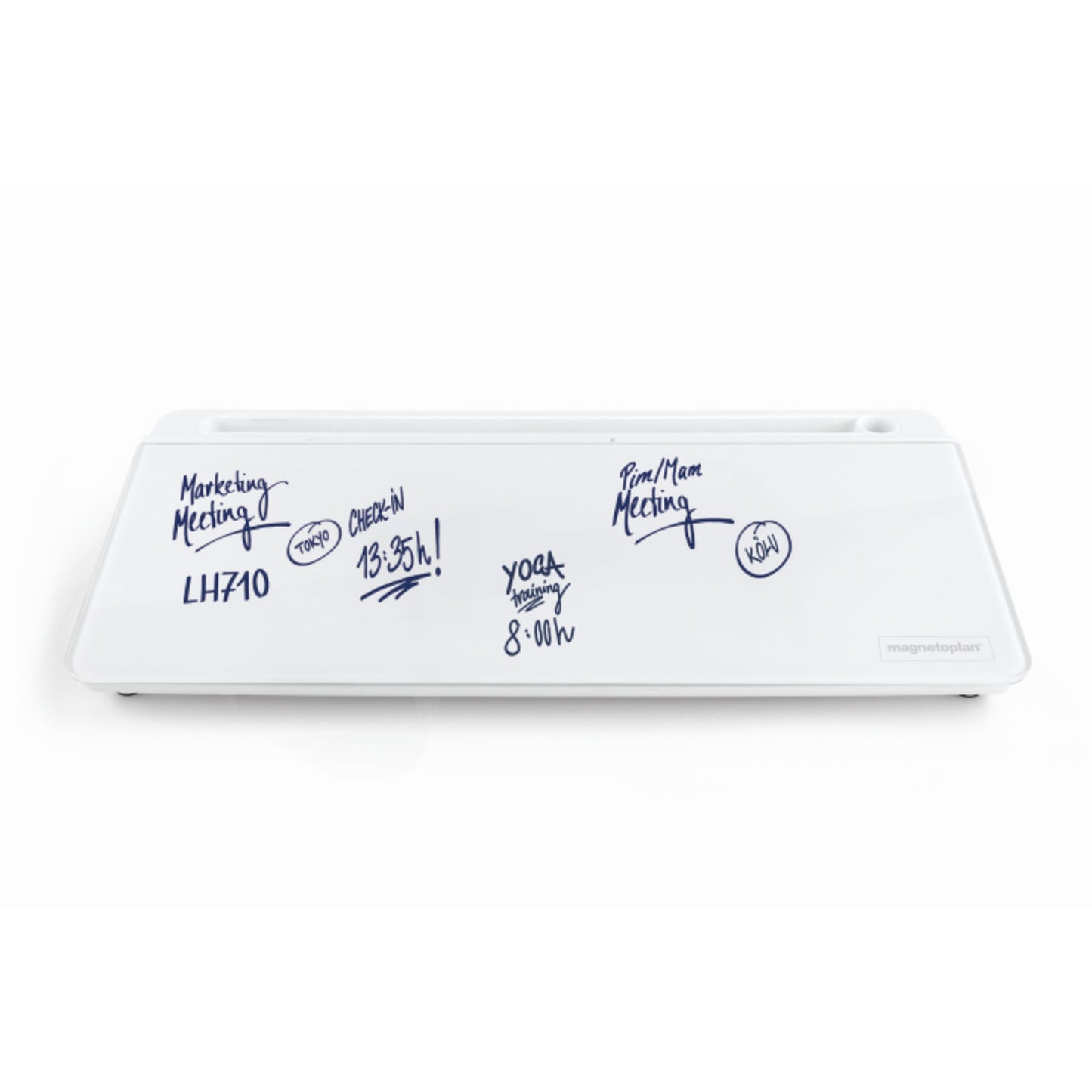 magnetoplan® Memoboard Desk-Organizer 42 x 5,6 x 18 cm (B x H x T) inkl. schwarzer Boardmarker mit Löschfunktion ABS Kunststoff/Glas weiß