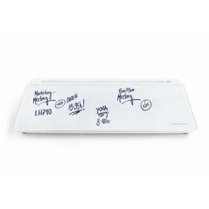 magnetoplan® Memoboard Desk-Organizer 42 x 5,6 x 18 cm (B x H x T) inkl. schwarzer Boardmarker mit Löschfunktion ABS Kunststoff/Glas weiß
