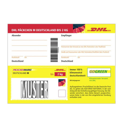 Paketmarke Deutschland M, max. Größe 60 x 30 x 15 cm (B x H x T), bis 2 kg