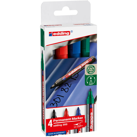 edding Permanentmarker 300 1,5-3mm farbig sortiert 4 St./Pack.