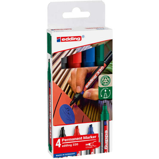 edding Permanentmarker 330 1-5mm farbig sortiert 4 St./Pack.