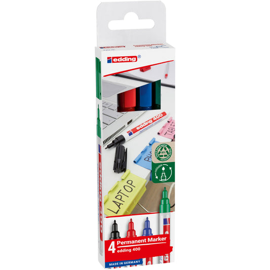 edding Permanentmarker 400 1mm farbig sortiert 4 St./Pack.