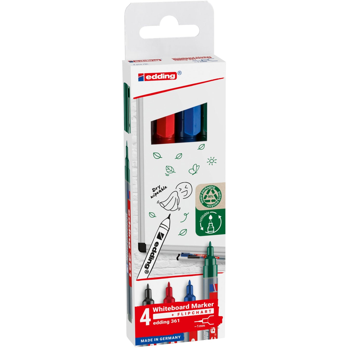 edding Whiteboardmarker 361 1mm farbig sortiert 4 St./Pack.