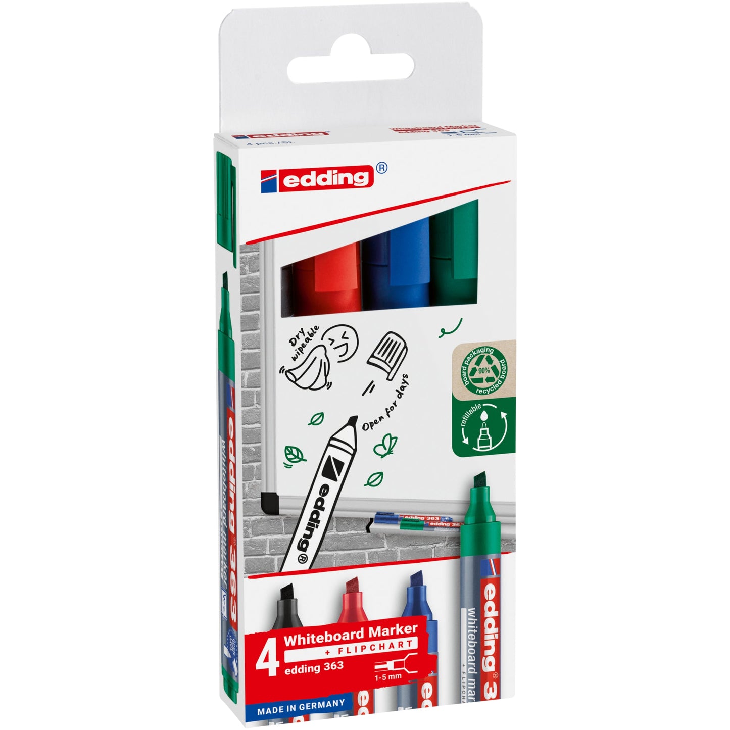 edding Whiteboardmarker 363 1-5mm farbig sortiert 4 St./Pack.