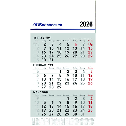 Soennecken Wandkalender 29,7 x 48,5 cm (B x H) 2026 schwarz/rot