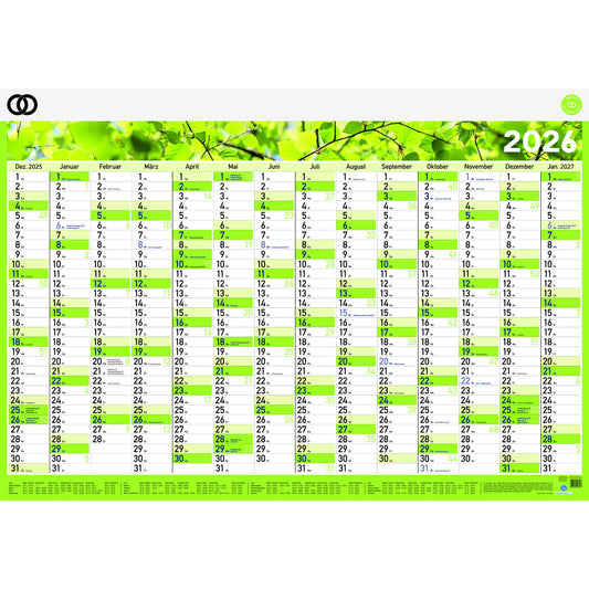 Soennecken Plakatkalender oeco 2026 100 x 70 cm (B x H) 14 Monate/1 Seite 100 % Recyclingpapier