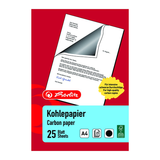 Herlitz Kohlepapier DIN A4 schwarz 25 Bl./Pack.