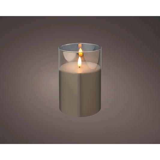 LUMINEO LED Kerze 10 x 15 cm (Ø x H) 250h Glas/Wachs grau