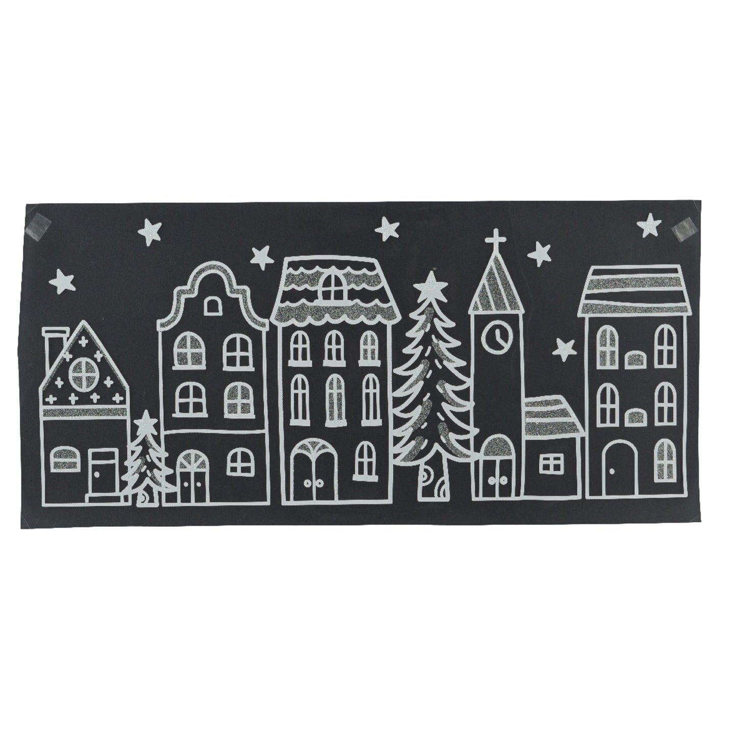 DECORIS Fensterbild PET weiß Häuser