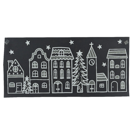 DECORIS Fensterbild PET weiß Häuser