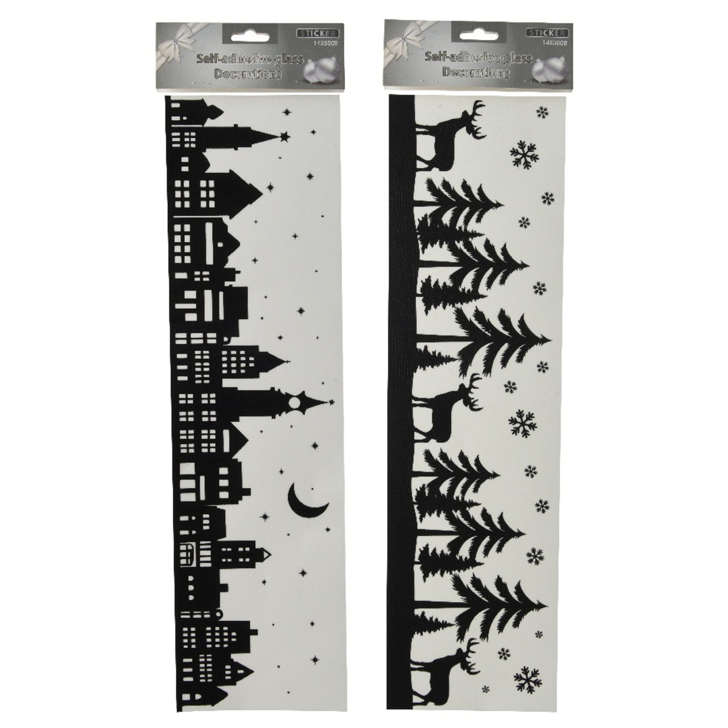 DECORIS Fensterbild PET schwarz Stadt, Wald 2 St./Pack.