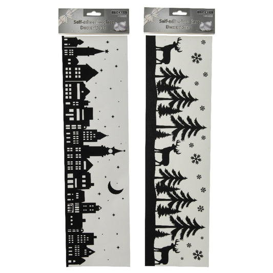 DECORIS Fensterbild PET schwarz Stadt, Wald 2 St./Pack.