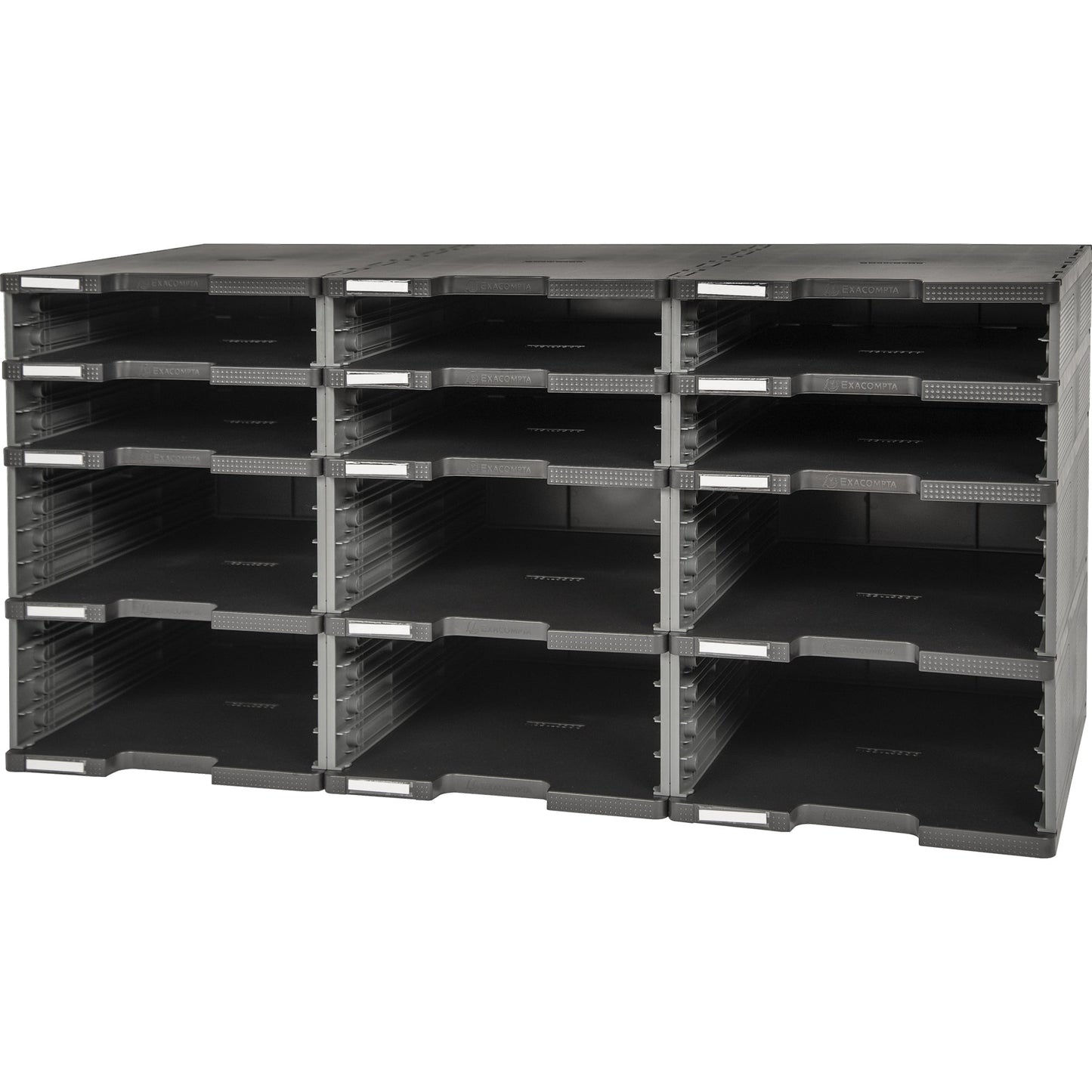 Exacompta Sortierstation Modulodoc ECOBlack 86,4 x 42,2 x 35,4 cm (B x H x T) DIN A4, Überbreite Polystyrol schwarz 12 Fächer