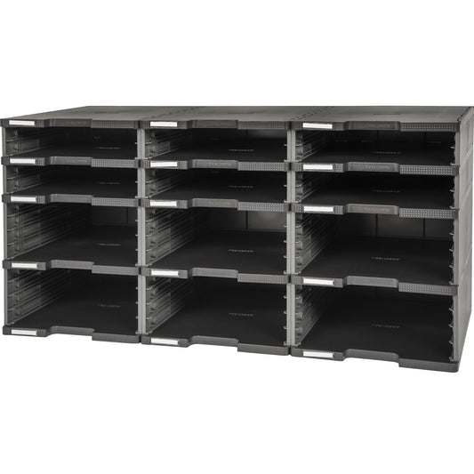 Exacompta Sortierstation Modulodoc ECOBlack 86,4 x 42,2 x 35,4 cm (B x H x T) DIN A4, Überbreite Polystyrol schwarz 12 Fächer