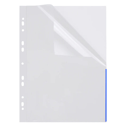 FolderSys Prospekthülle Index DIN A4 110µm oben, rechts halb offen Polypropylen blau 100 St./Pack.