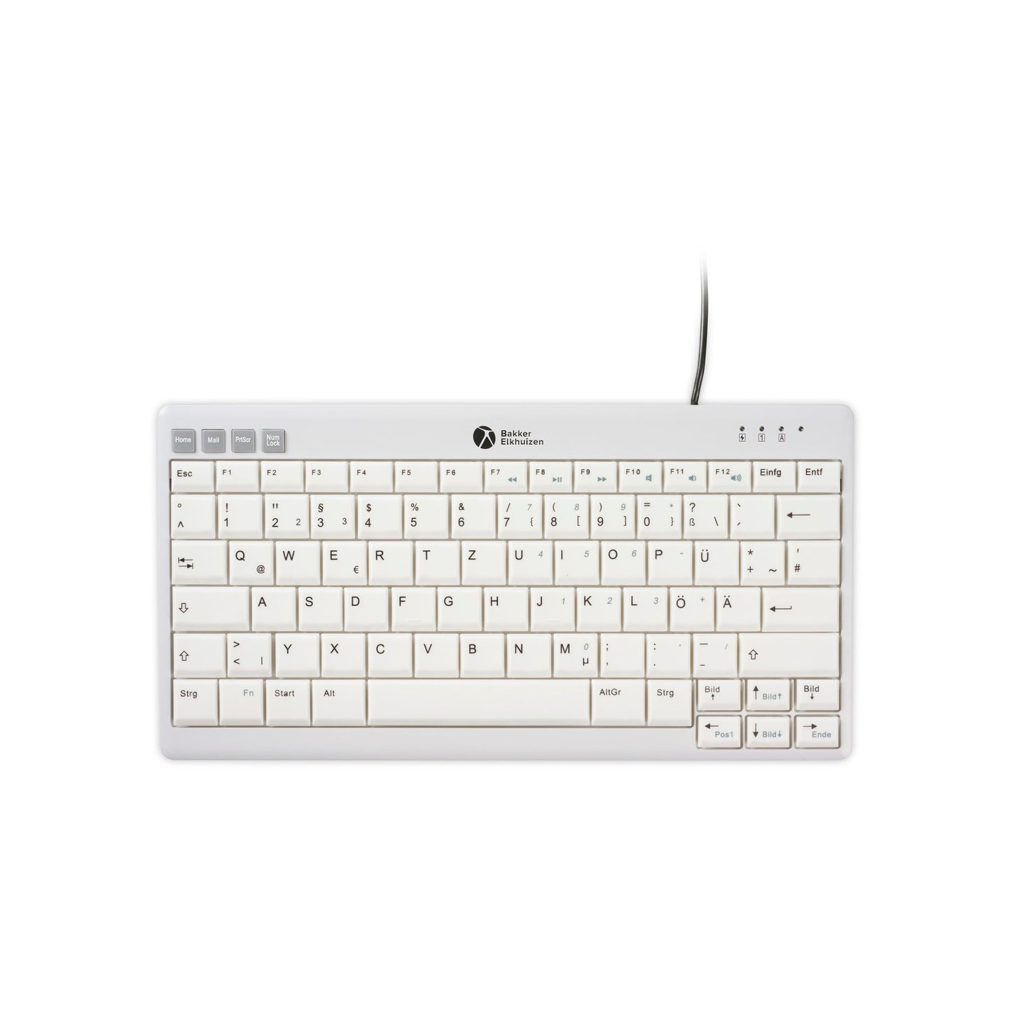 BakkerElkhuizen Tastatur UltraBoard 950 V2 Windows®, Mac universell USB-C inkl. USC/USB-A Adapter, Schutztasche hellgrau/dunkelgrau