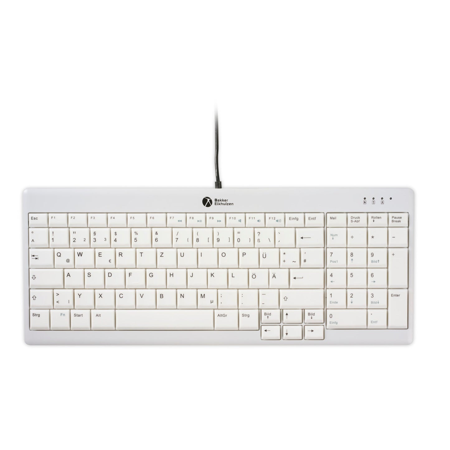 BakkerElkhuizen Tastatur UltraBoard 960 V2 Windows®, Mac universell USB-C inkl. USB-C/USB-A Adapter, Schutztasche hellgrau/dunkelgrau