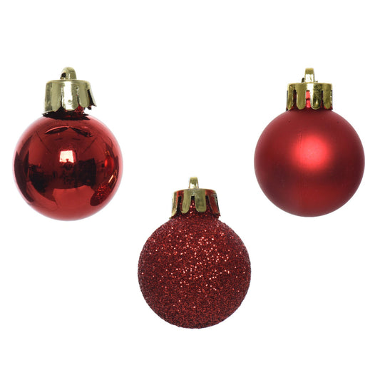 Christbaumschmuck Mix Kugel 4 x Weihnachtskugel matt, 5 x Weihnachtskugel glänzend, 5 x Weihnachtskugel glitzer Material: Polystyrol Farbe: weihnachtsrot 14 St./Pack.