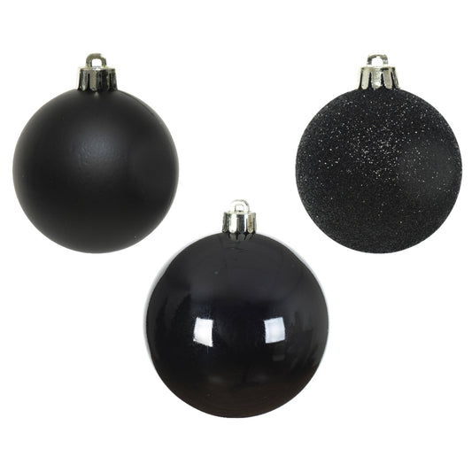 Christbaumschmuck Mix Kugel 3 x Weihnachtskugel matt, 3 x Weihnachtskugel glänzend, 4 x Weihnachtskugel glitzer Material: Polystyrol Farbe: schwarz 10 St./Pack.