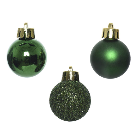 Christbaumschmuck Mix Kugel 4 x Weihnachtskugel matt, 5 x Weihnachtskugel glänzend, 5 x Weihnachtskugel glitzer Material: Polystyrol Farbe: piniengrün 14 St./Pack.