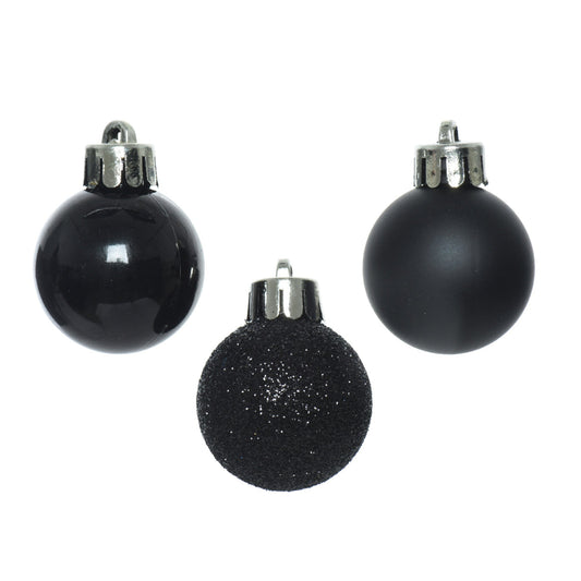 Christbaumschmuck Mix Kugel 4 x Weihnachtskugel matt, 5 x Weihnachtskugel glänzend, 5 x Weihnachtskugel glitzer Material: Polystyrol Farbe: schwarz 14 St./Pack.