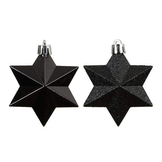 Christbaumschmuck Mix Stern 6 x Weihnachtskugel glänzend, 6 x Weihnachtskugel glitzer Maße: 9 x 12,3 x 9 cm (B x H x T) Material: Polystyrol Farbe: schwarz 12 St./Pack.