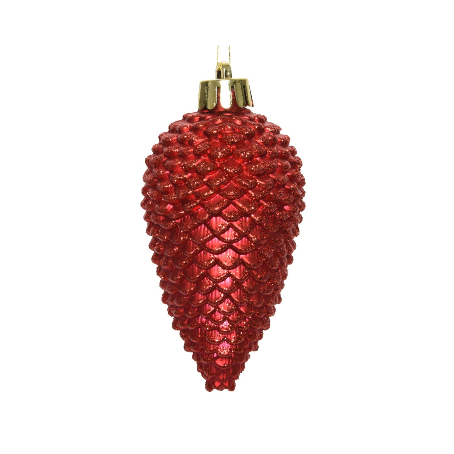 Christbaumschmuck Mix Zapfen Maße: 4,5 x 8 cm (Ø x H) Material: Polystyrol Farbe: weihnachtsrot glitzer 6 St./Pack.