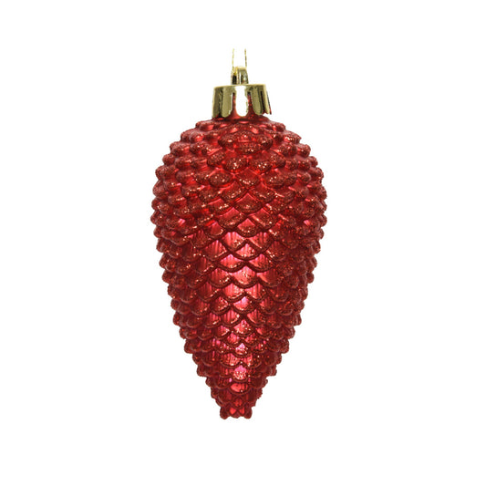 Christbaumschmuck Mix Zapfen Maße: 4,5 x 8 cm (Ø x H) Material: Polystyrol Farbe: weihnachtsrot glitzer 6 St./Pack.