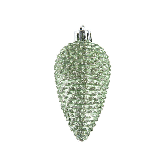 Christbaumschmuck Mix Zapfen Maße: 4,5 x 8 cm (Ø x H) Material: Polystyrol Farbe: matcha green glitzer 6 St./Pack.