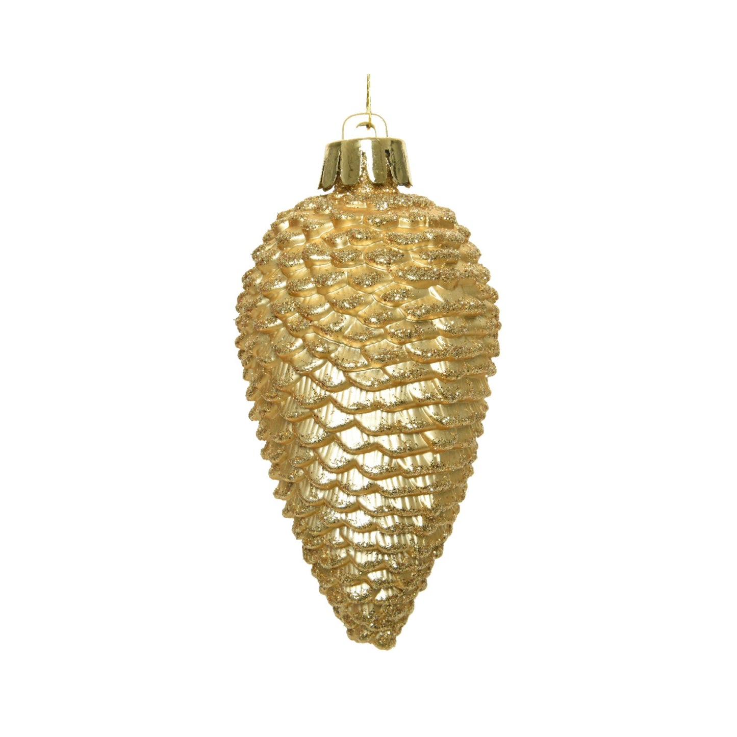 Christbaumschmuck Mix Zapfen Maße: 4,5 x 8 cm (Ø x H) Material: Polystyrol Farbe: gold glitzer 6 St./Pack.