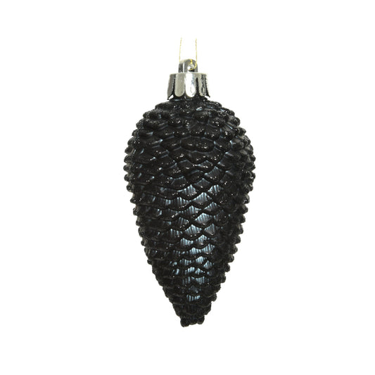 Christbaumschmuck Mix Zapfen Maße: 4,5 x 8 cm (Ø x H) Material: Polystyrol Farbe: schwarz glitzer 6 St./Pack.