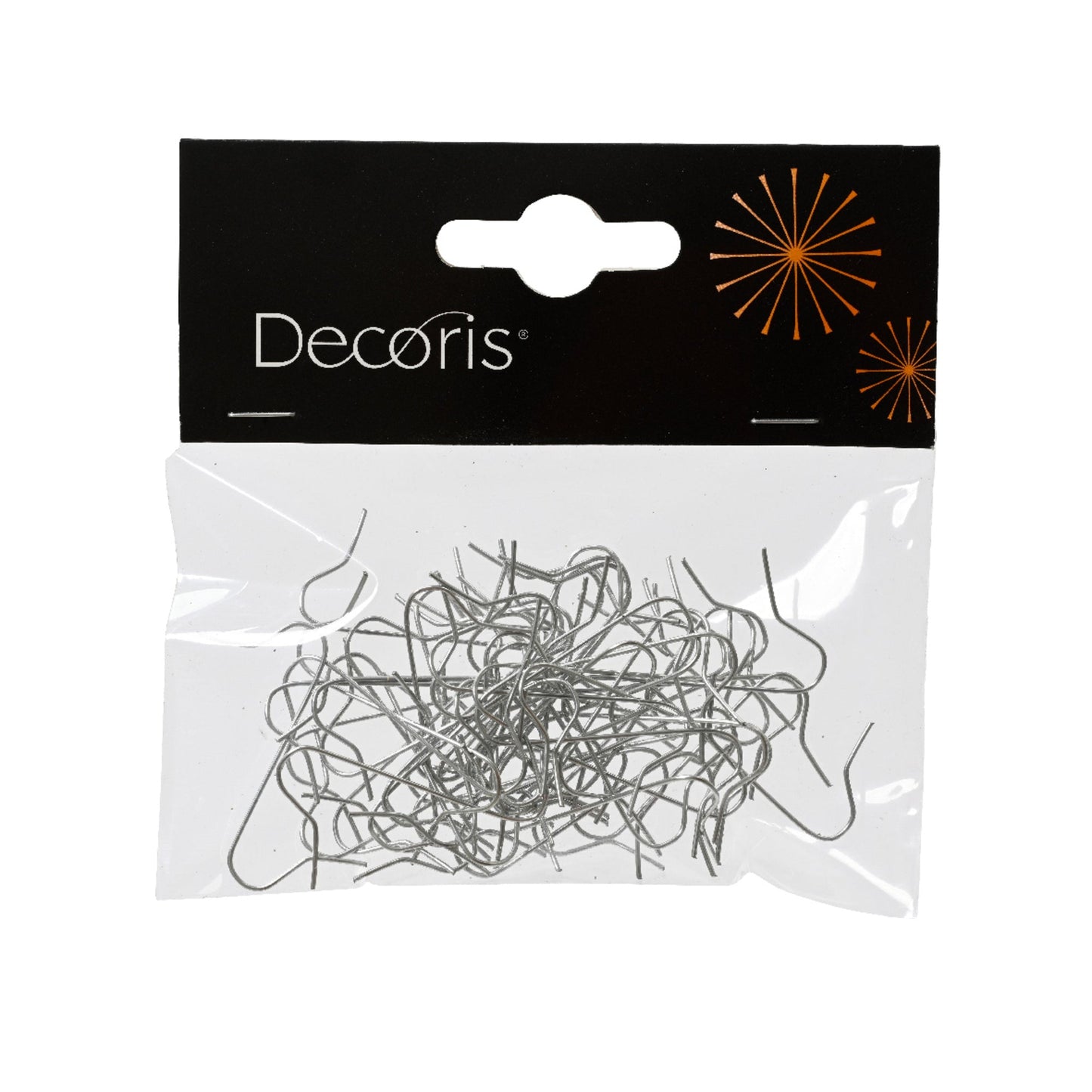 DECORIS Christbaumschmuckaufhänger Eisen silber 50 St./Pack.