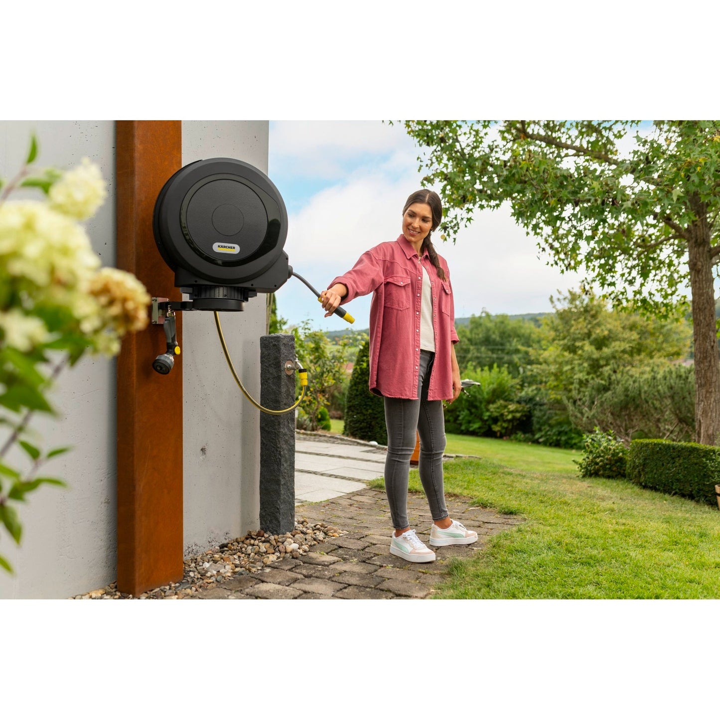 Kärcher Schlauchaufroller HBX 5.35 Automatic 22 x 59,5 x 81 cm (B x H x T) 35 m, Anschlussschlauch: 1,5m 13kg schwarz/gelb