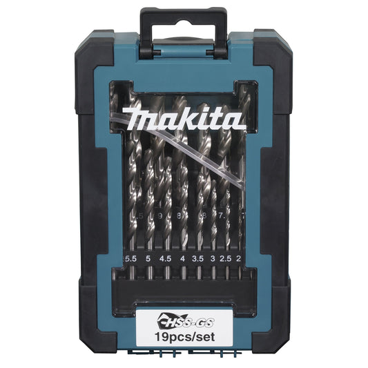 Makita® Bohrersatz HSS-GS 19 Teile 1/1,5/2/2,5/3/3,5/4/4,5/5/5,5/6/6,5/7/7,5/8/8,5/9/9,5/10mm